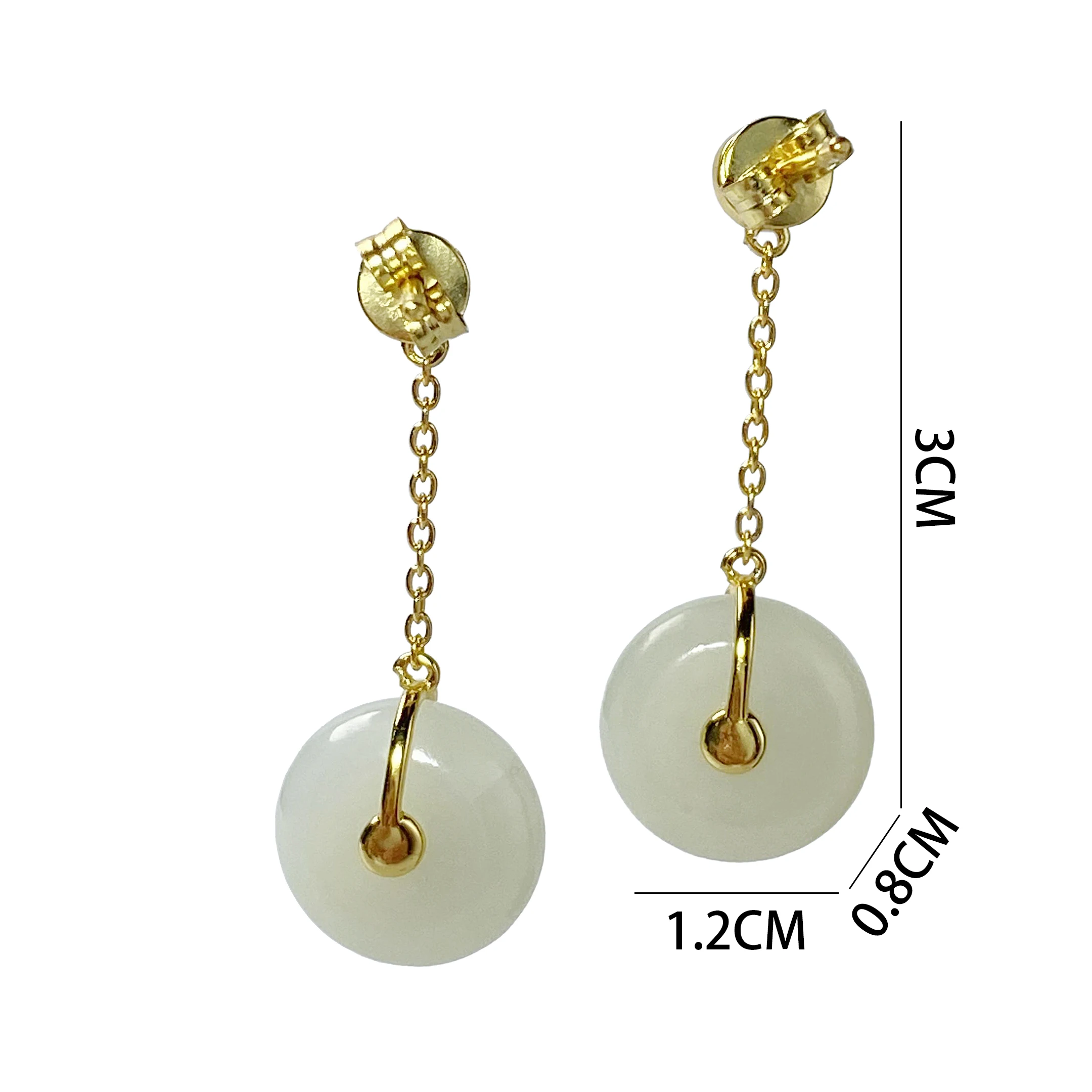 Boucles D'oreilles Pendantes En Jade Néphrite Et Argent Sterling 925 - 81stgeneration - Neuf