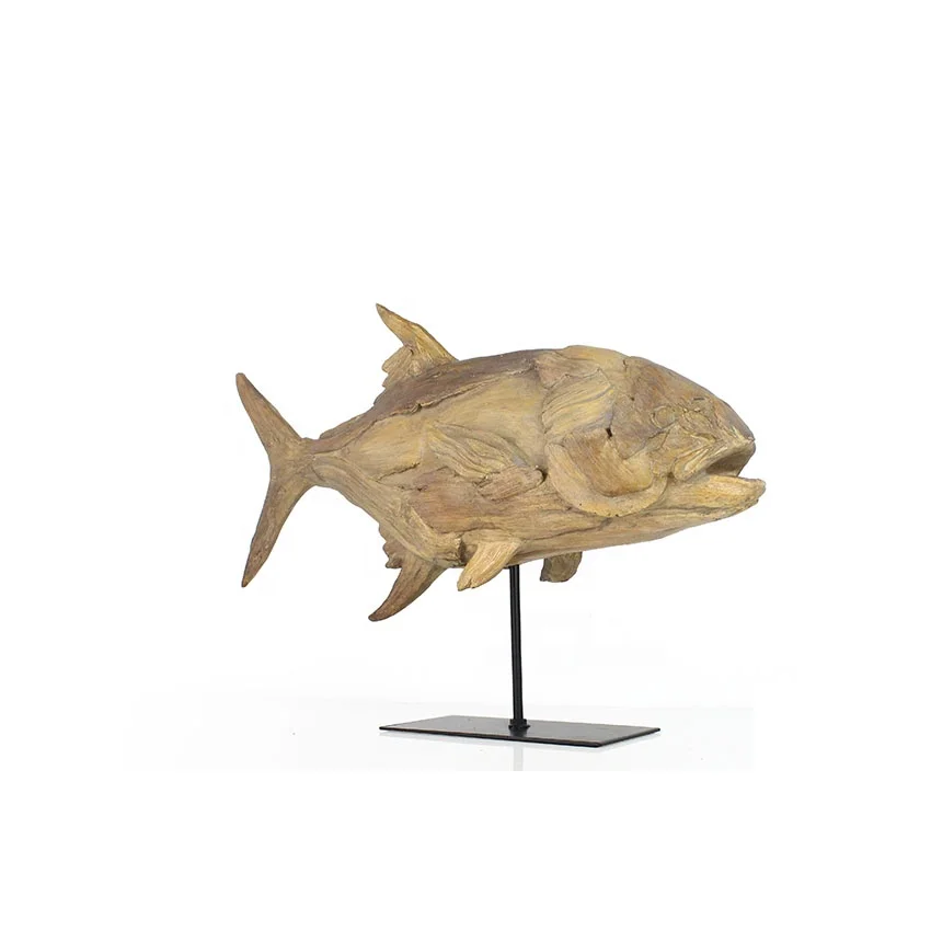 handmade resin tropical wood look fish ornament beach ocean sea item decoration home decor