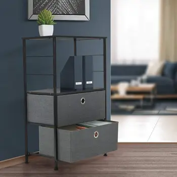 Nightstand 2-Drawer Shelf Storage - Bedside Furniture & Accent End Table Chest for Home, Bedroom, Office, College Dorm, Steel Fr