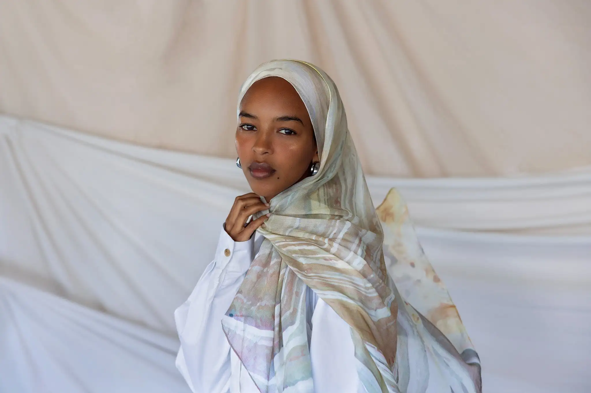 Ombre Hijab Printed Marble Modal Hijab Scarf Cotton Viscose  Bamboo Modal Not See Through Soft Print Modal Hijab