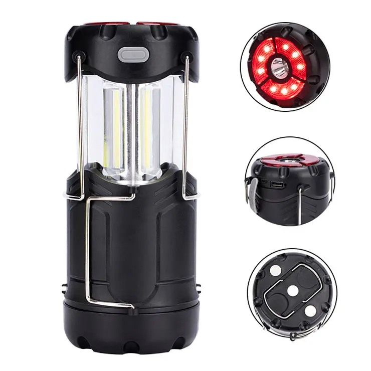 Portable mini folding collapsible telescopic outdoor reto led camping lantern light usb c rechargeable battery powerbank magnet factory