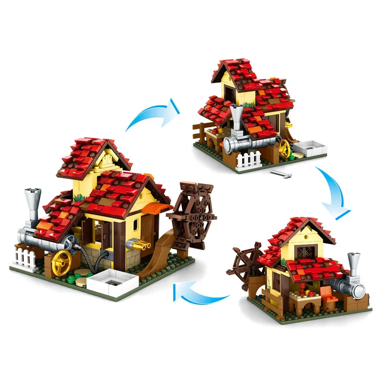 Creator Cottage Farmhouse Building Blocks Stem Waterwheel Architecture ...