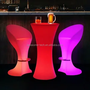 Nightclub Outdoor Waterproof Lounge Bar Furniture Led Bar Chair Color-changing Plastic Lighting Stool