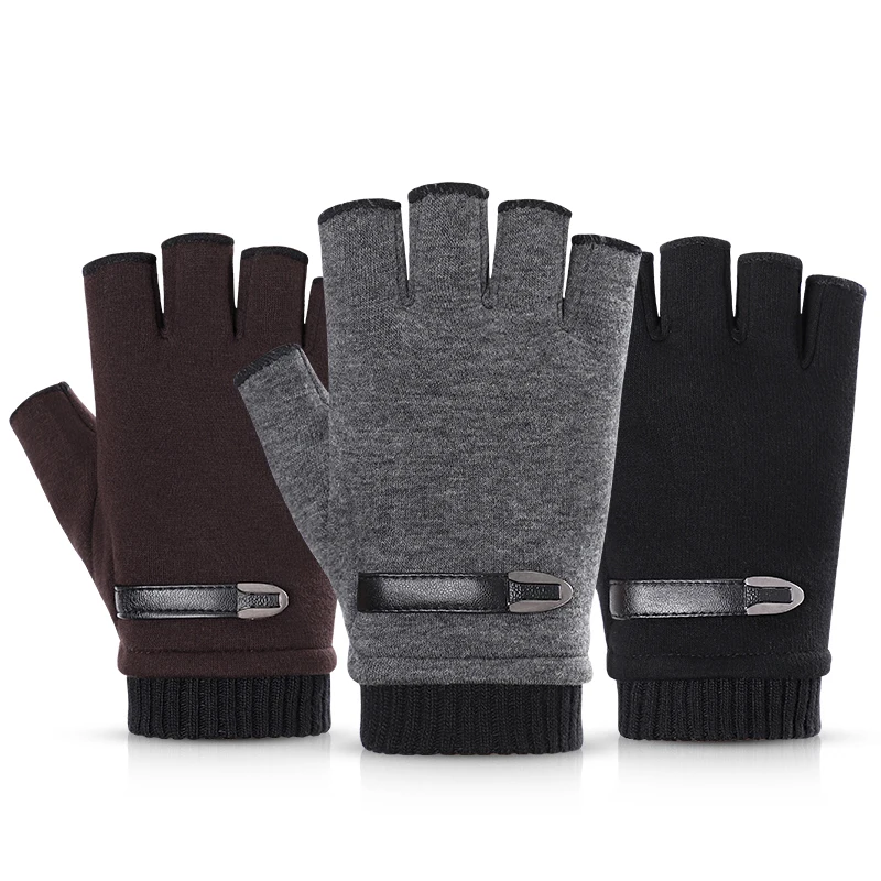 Fashionable Men Gloves Winter Warm Half Finger Thermal Gloves