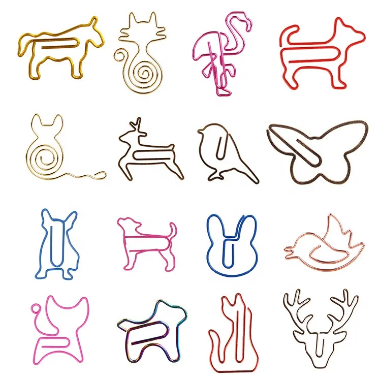 Custom Letters Shaped Paper Clips Colorful Creative Animal Bookmark Clips