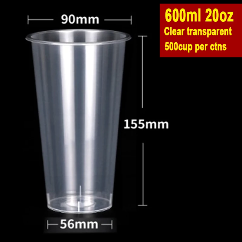 Plastic Cups Milk tea Cups - Slim PP Cups 90mm (50 pcs) - NO LID