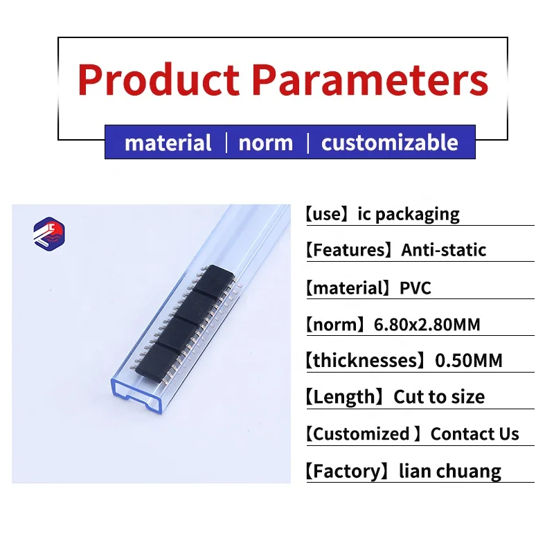 Ic Plastic square Tube Transparent Ic Tubes Manufacturers Custom Antistatic Shipping Tubes for SOP8 Chip