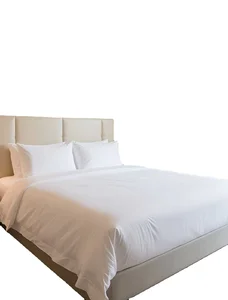 Modern Hotel White Cotton Simple Duvet Cover Set Soft Breathable Eco-Friendly Wrinkle-Resistant Luxury 4-Piece 300tc All-Season