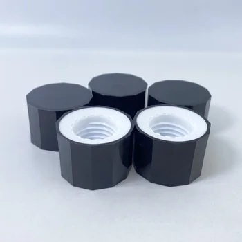 Supplier's 24mm Polygon Shaped Shiny ABS Plastic Double Wall Lid 40*38mm for Cosmetic Bottle Packaging with Screw Lid