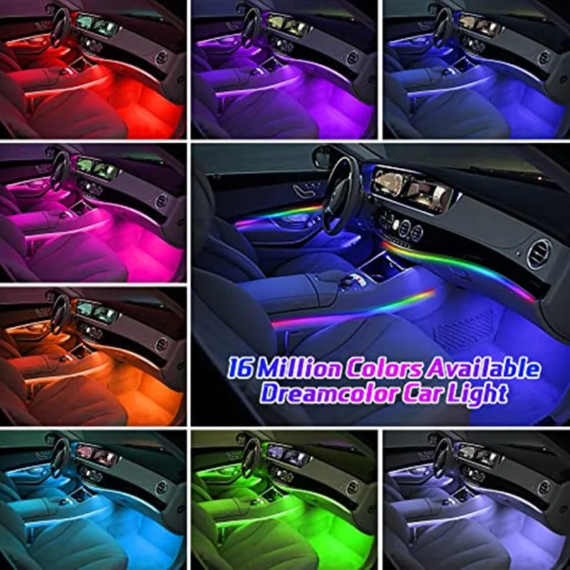 18 in 1 64 Color RGB Symphony Car Ambient Interior LED Acrylic Guide Fiber Optic Universal Decoration Atmosphere Lights