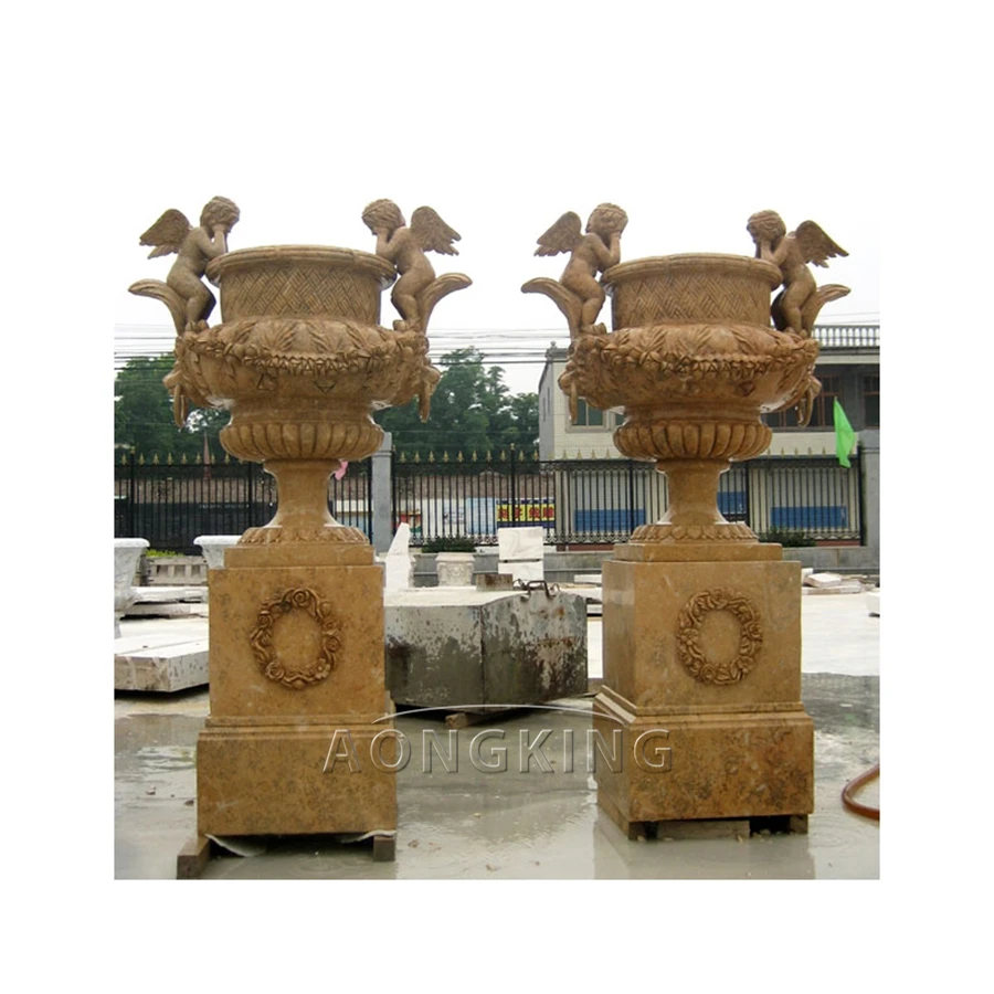 2022 Large Classic Planters Double Cherub Twin Planters on Pedestal