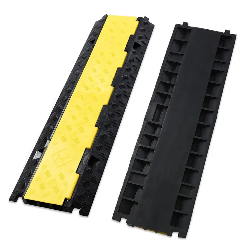 Cable Ramp 2 Pack of 3 Channel PVC Rubber Cable Protector,44000lbs Capacity Heavy Duty Hose Cord Protector Ramps