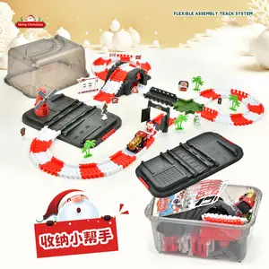 ITTL Christmas Train Electric Track Car Real World Flexible Educational Toys Set DIY Assembly Track Christmas Gift Toys for Kids