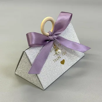 Custom Wrap Bag Boxes Silver Flash Gift Box For Party Favor Weddings Bridal Showers