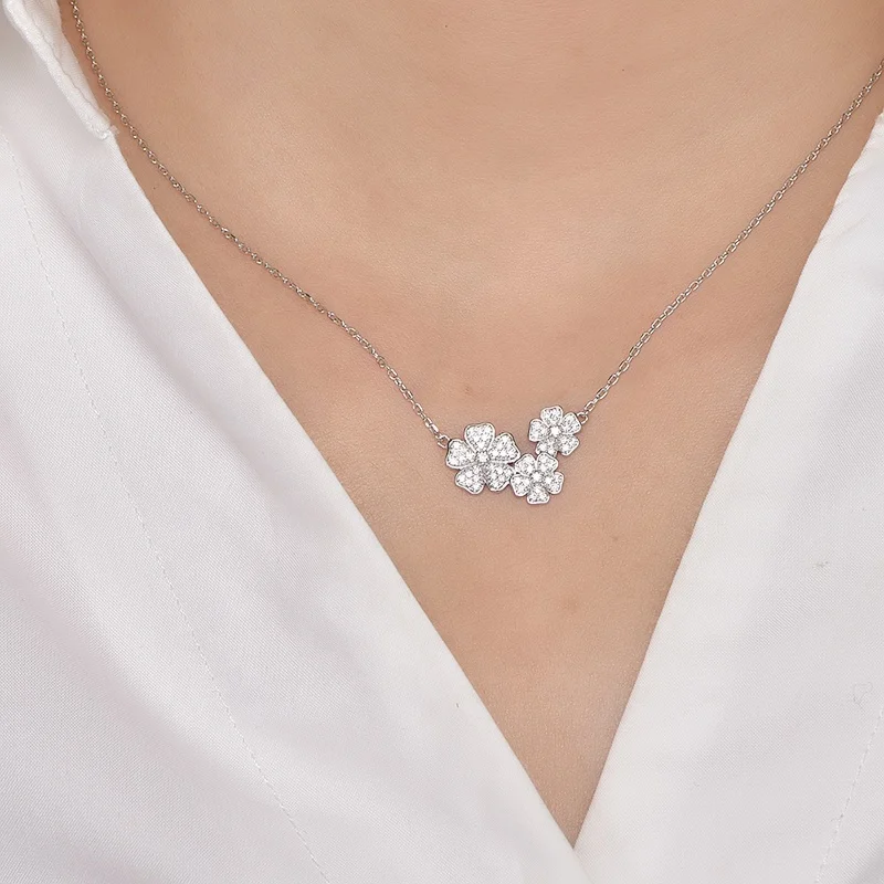 flower pendant customized fancy flower pendant necklace women birthday gift 925 sterling silver pendant