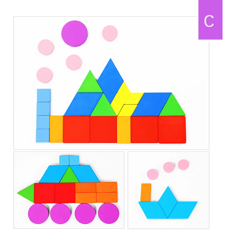Wooden Pattern Blocks Animals Jigsaw Puzzle Sorting and Stacking Games Montessori Educational Toys for Toddlers Kids Boys Girls