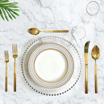 High Quality New Arrival 2021 Gold Cutlery Set with Slim Waist Handle for Tabletop Setting Wedding Planning Catering Flatware