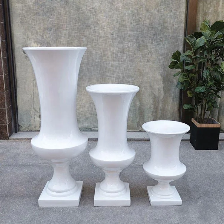 Modern Fiberglass Tall Vase Pots Floor Vase Aisle Pillar Stand  Flower Stand For Plants Decor
