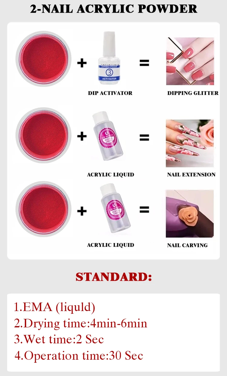 Wholesale Private Label Clear Acrylic Nail Powder Bulk Professional 228