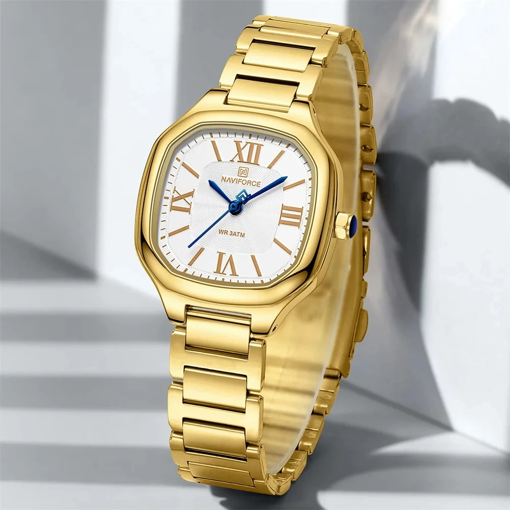NAVIFORCE New Women Watch Quartz Waterproof Top Luxury Brand Lady Wristwatch Steel Bracelet Original Female Girl Clock Gift 5042