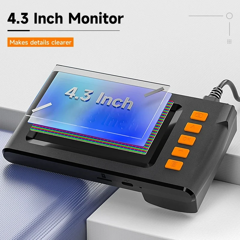Endoscopio De Inspección 1080P, 5 Metros - Cámara HD 4.3'', 8 Luces LED, IP67, Para Móvil Android/iPhone