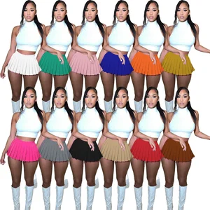 Women's High Waist A-Line Mini Pleated Skirt Breathable Summer Club Party Wear Hot Y2K Fashion Casual Solid Color Design