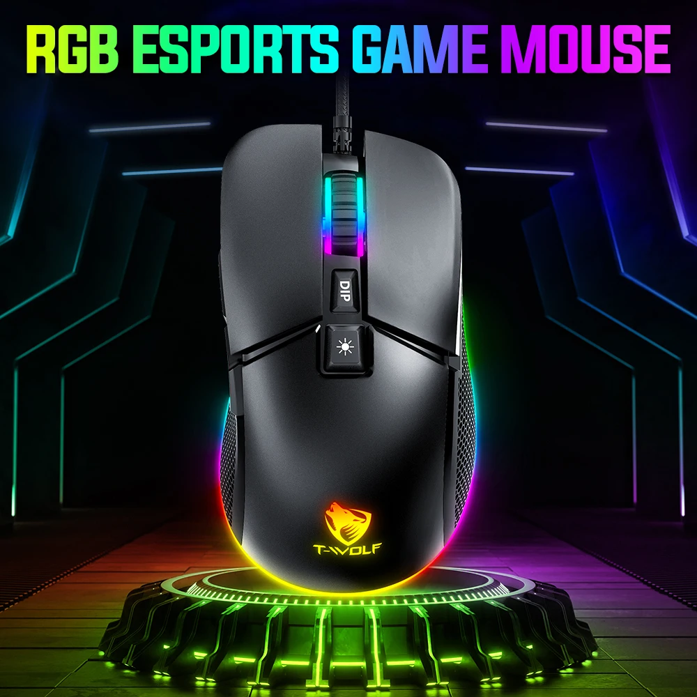 7 Key Wired Game Mouse Macro Programming 13 RGB Light Modes 7200dpi Computer Gaming Mouse