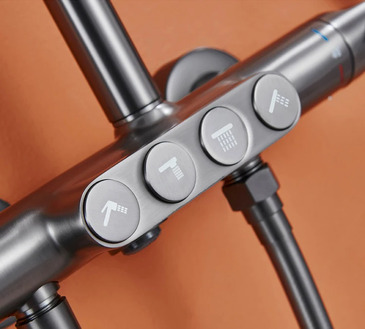 Sistema determinado termostático montado en la pared de la ducha del botón del sistema de ducha del cuarto de baño de la lluvia 4 in1