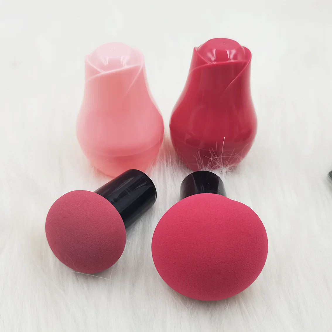 Wholesale Mushroom Makeup Sponge With Handle Round Head Foundation