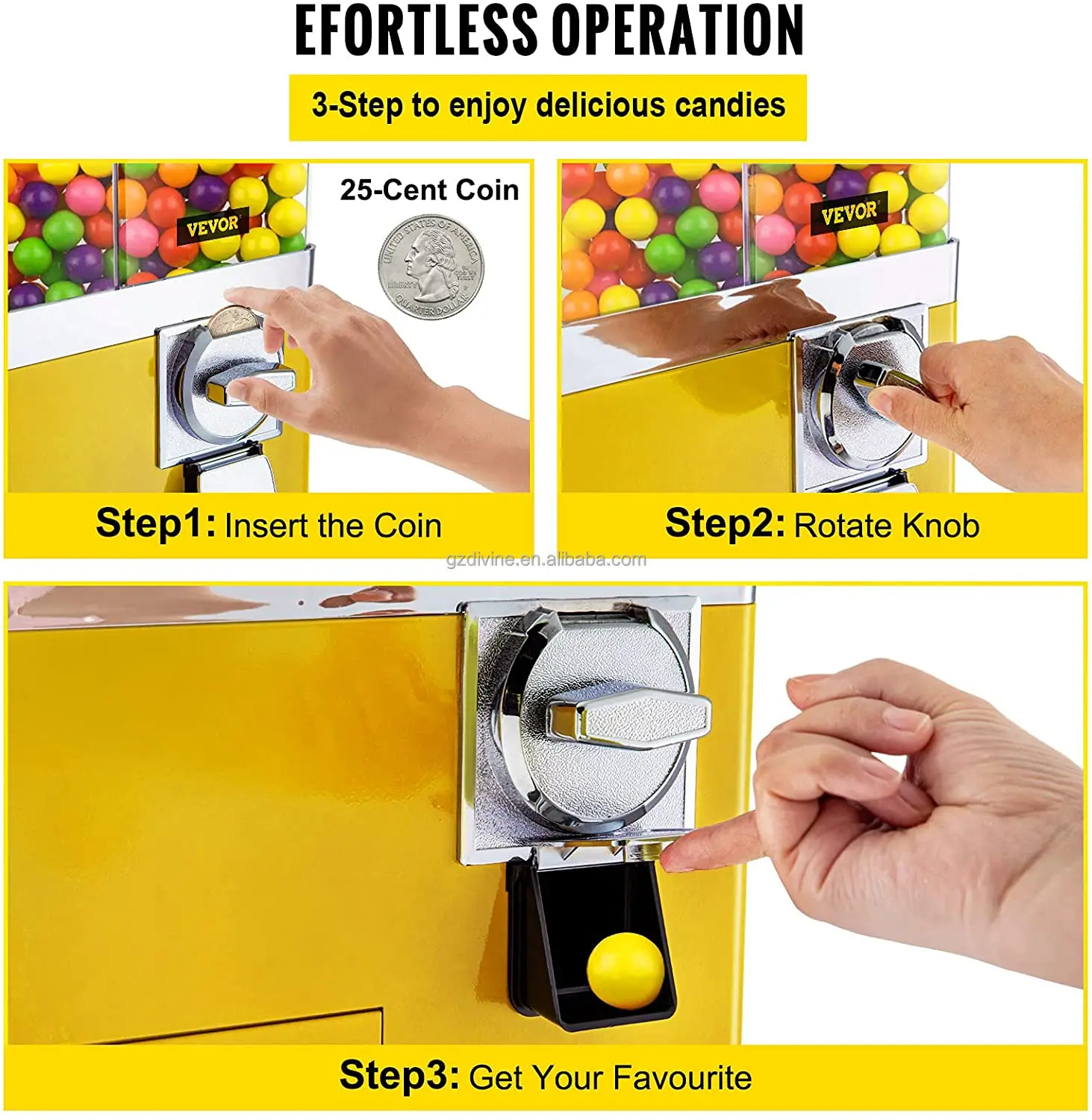 Coin Operated Machine Bubblegum Classic Gumball Candy Vending Machine
