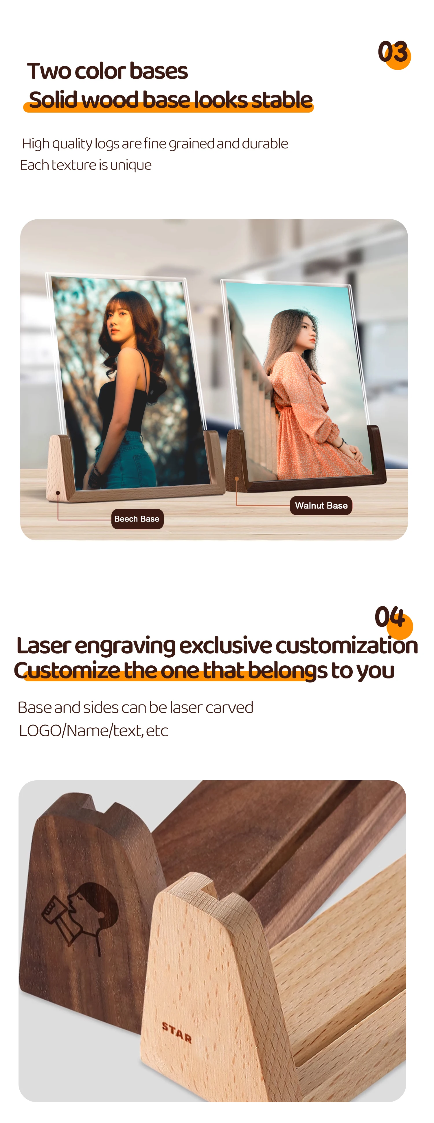 Fast Delivery Wholesale U Shape Wooden Acrylic Photo Frame Beech Solid Wood Acrylic Picture Frame manufacture