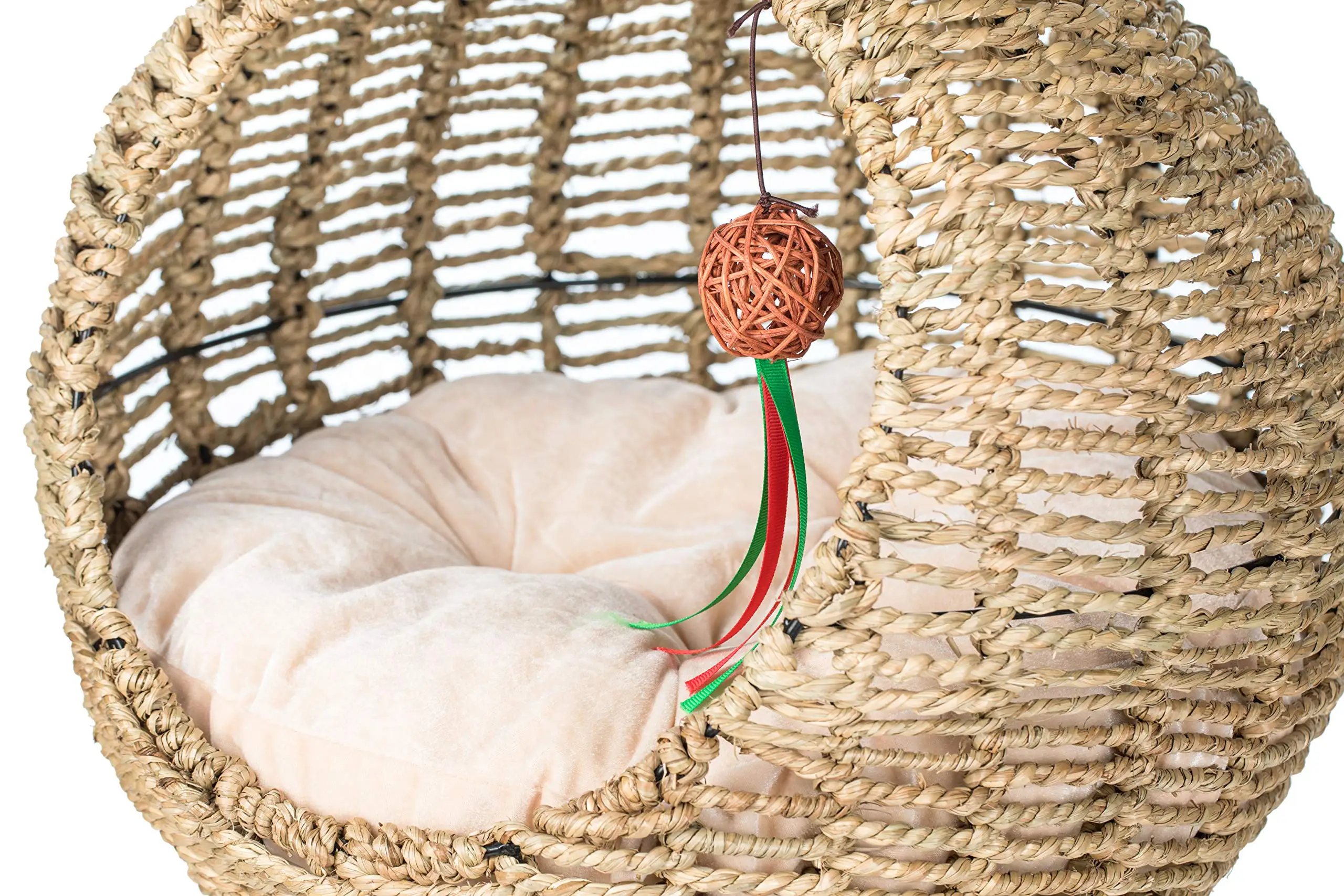 Hand Made Wicker Cat Bed Basket Swinging Pet House Nest For Small Dog