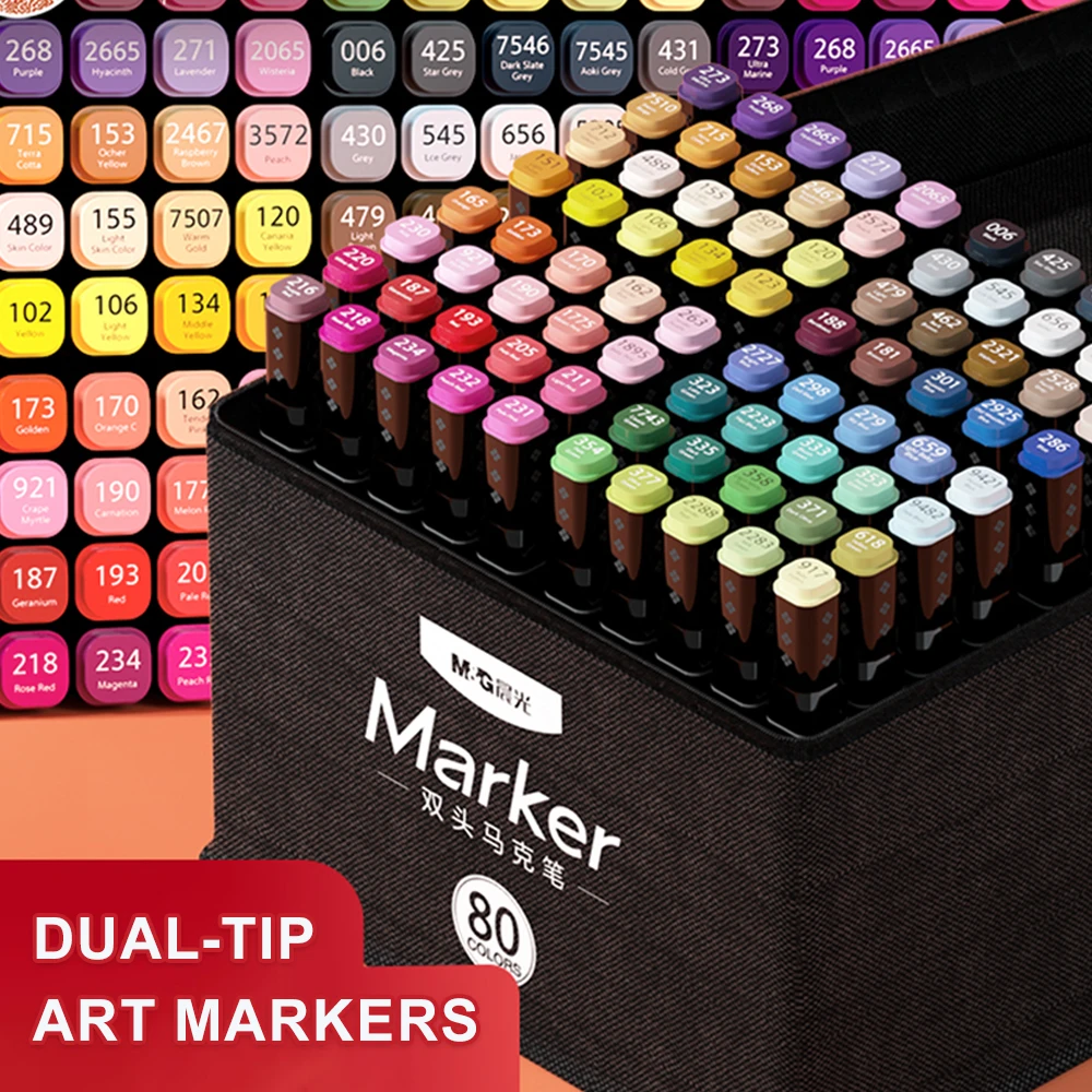 M&G Double-tip Square Art Marker Set - 168 Colors, Dual-side