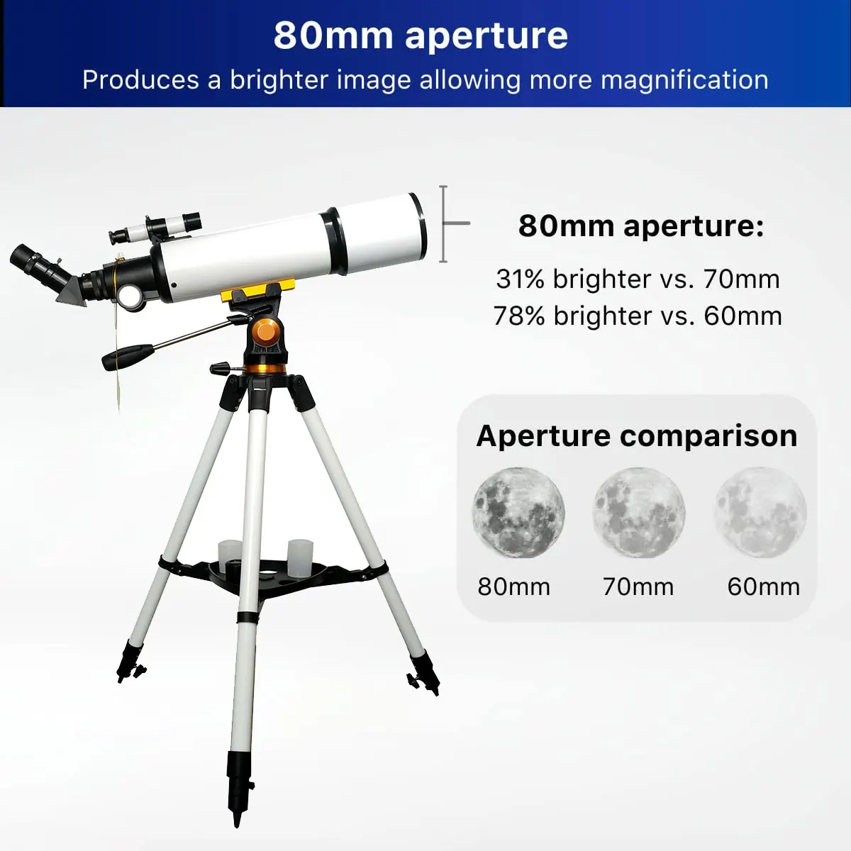 80500屈折型HDプロフェッショナル天体望遠鏡20-150倍率80mm対物レンズアルミニウム合金