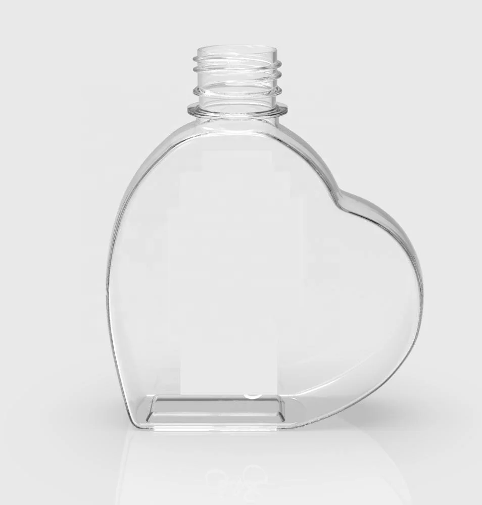 Custom Logo Cute Heart Shaped Clear PET Plastic Juices Bottles Drinking Water Bottle With PP Cap