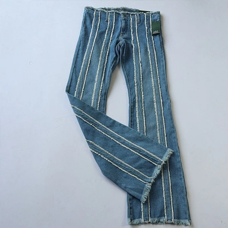 DiZNEW 2023 New Design Factory Wholesale Custom Fringe Denim Jeans Women Plus Size Jeans factory