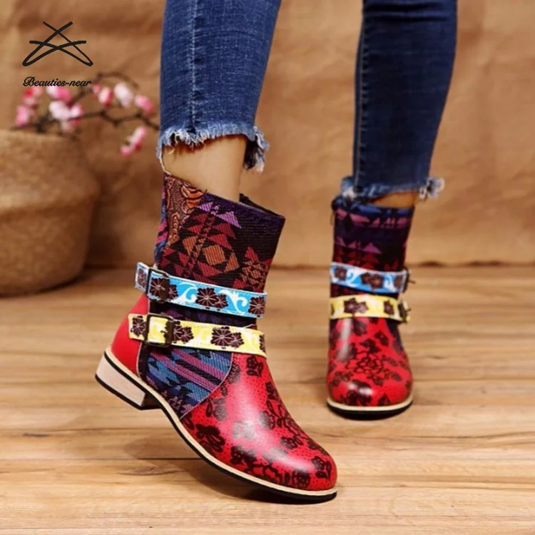 floral print boots womens