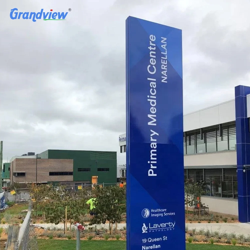 Metal Way Finding Pylon Sign Street Direction Information Guide Post Pylon Sign