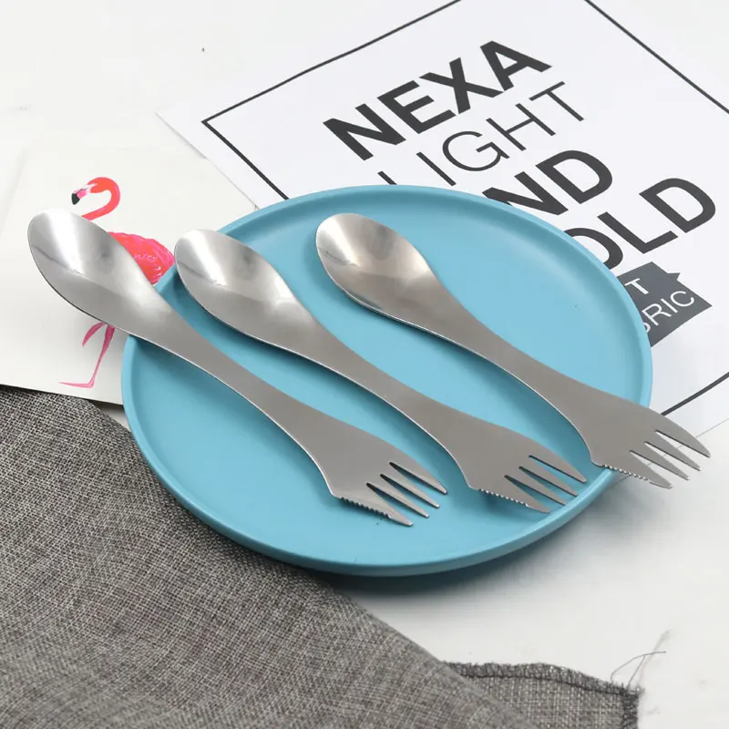 3 In 1 Stainless Steel Outdoor Camping Metal Reusable Spork Buy Metal