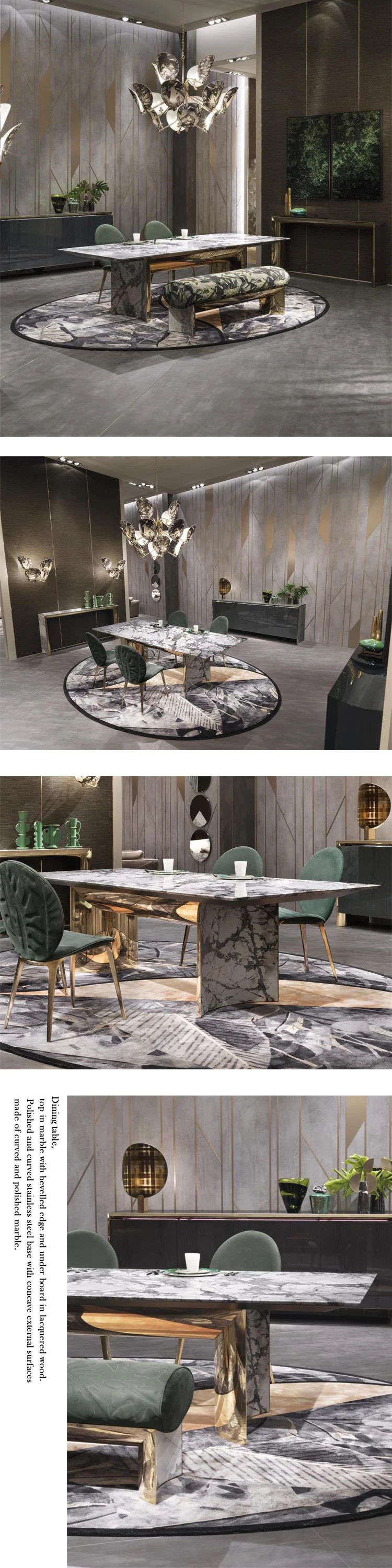 Marble Top Dining Table Set - Modern Luxury & Gold Legs