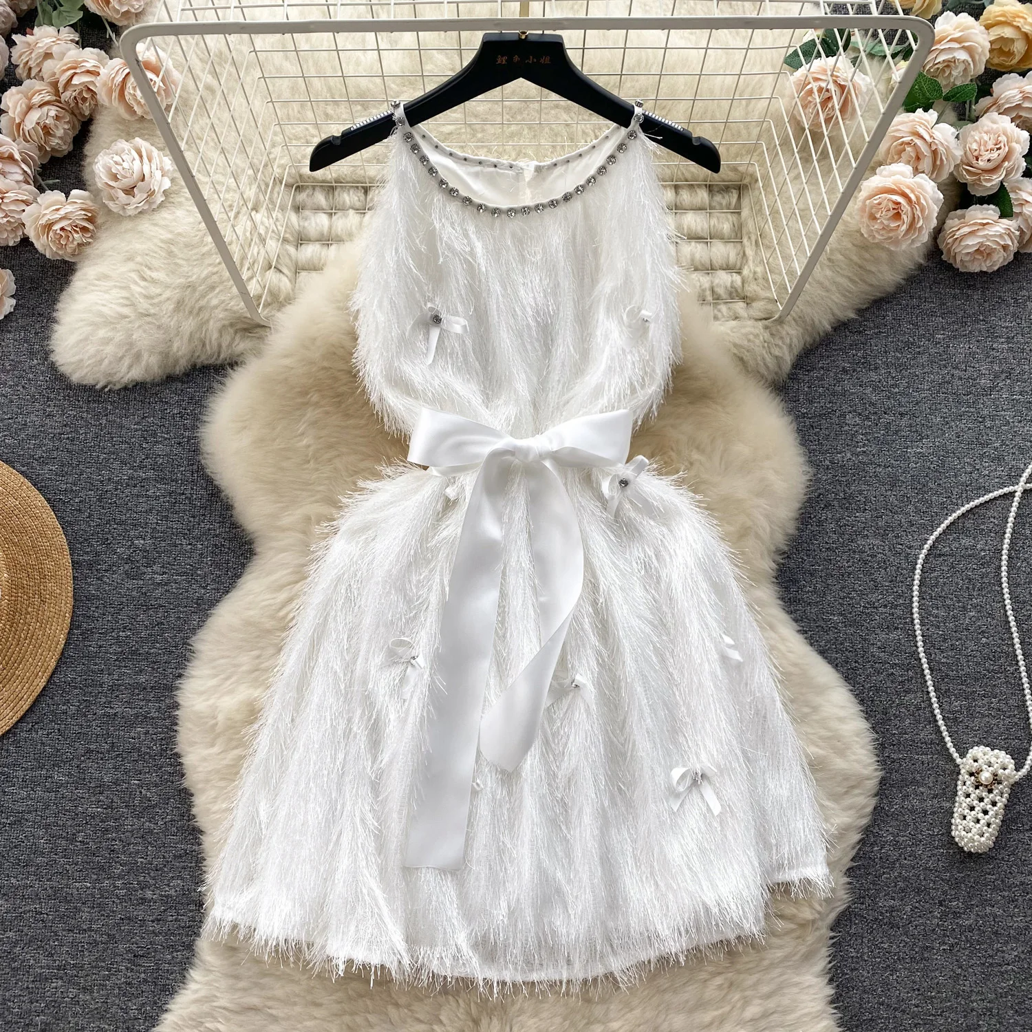 Halter Fringe Dress Women's Summer Slimming Senior Sleeveless Birthday Party Dress