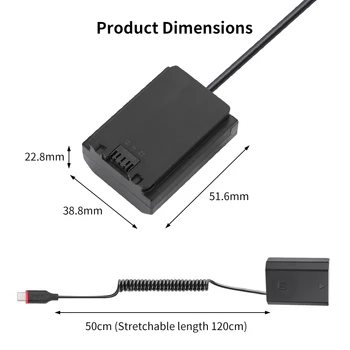 Kingma TYPE-C to NP-FZ100 Live Video Power Supply FZ100 DC Coupler Dummy Battery Adapter detail image