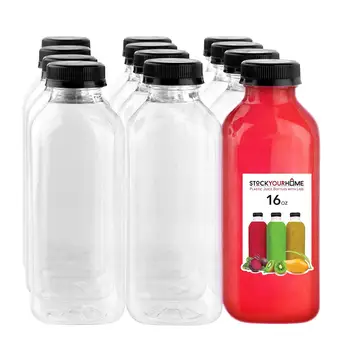 Plastic Juice Bottles with Lids   8 oz. Clear Food Grade Plastic Juice Bottles
