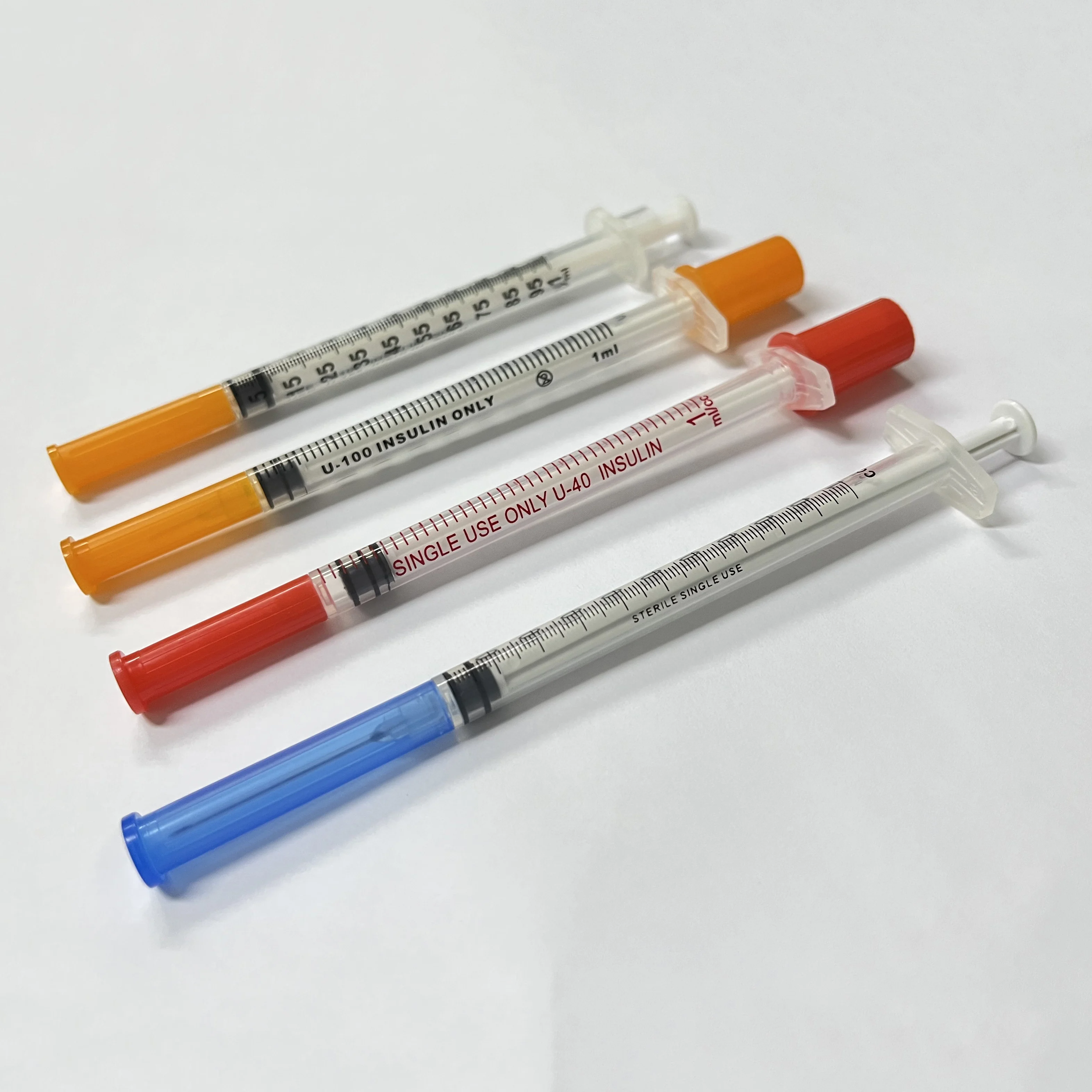 Medical Disposable Insulin Syringe 1ml 0.5ml 0.3ml Diabetic Insulin Syringe With Fixed Needle