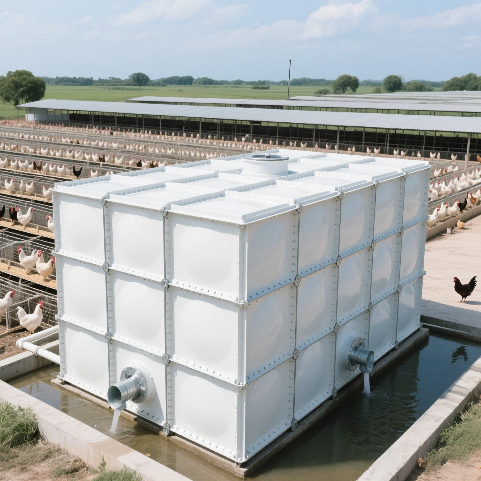 Factory Custom Composite Water tank Assembly Industrial Multi-functional Large Durable Sectional Modular FRP Water Storage tank