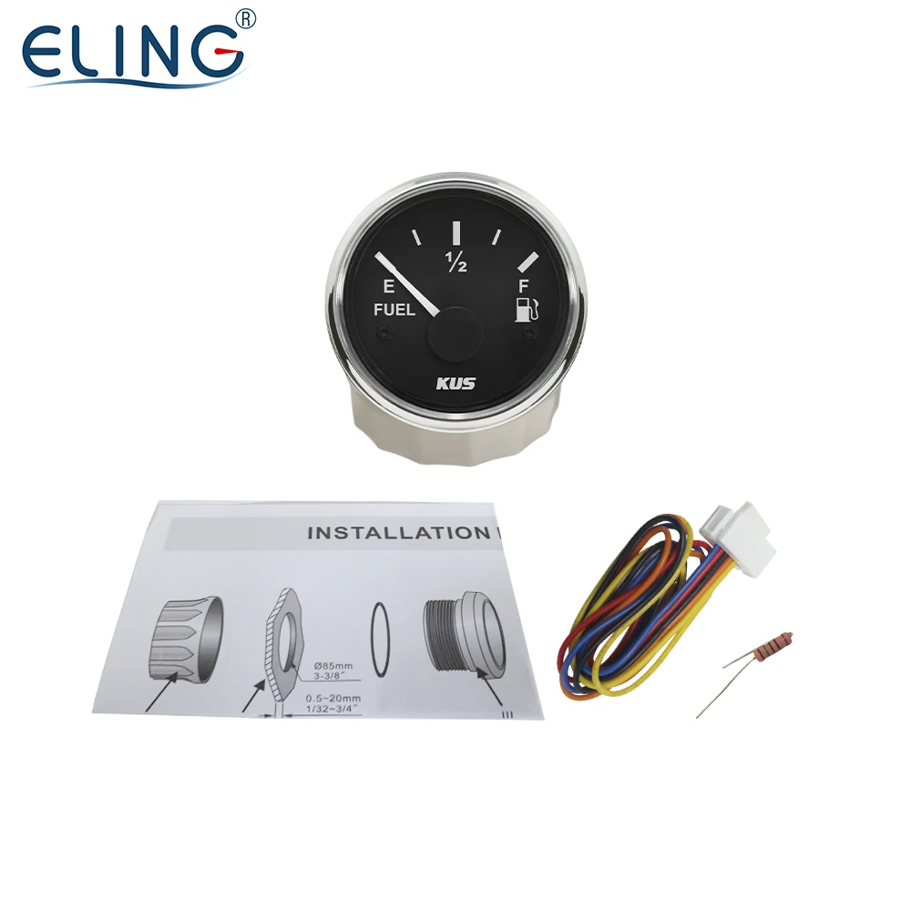 KUS 2" Digital Engine Fuel Level Gauge 0-190ohm 240-33ohm for Car Racing Cargo Ships VAN Vessels With Backlight 12V 24V 52mm