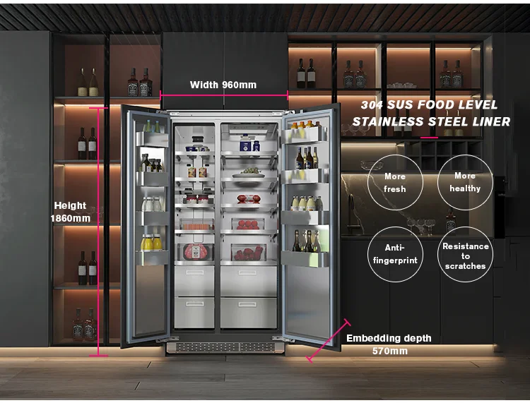 Zungui Bcd455wqb Hot Selling Sidebyside Refrigerator Builtin Frost