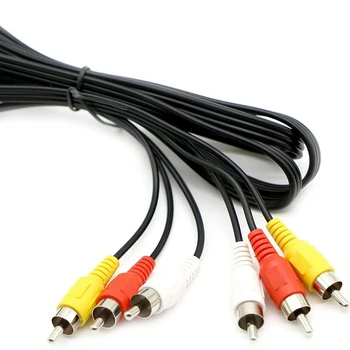 3 RCA Male to 3RCA Male Audio/Video Composite Cable DVD/VCR/SAT Yellow/White/red connectors 1M 1.5M Extension Cable