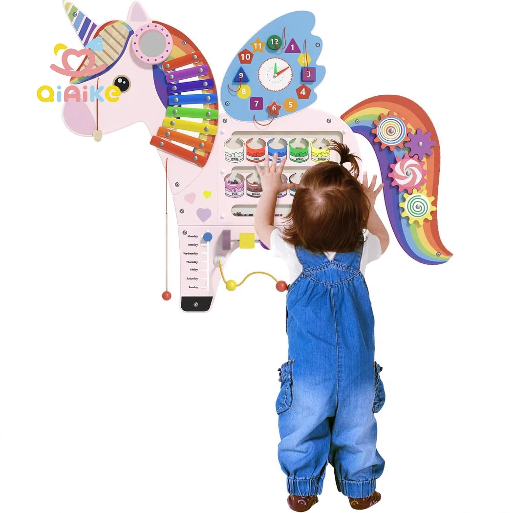 Montessori Sensory Wall Toy Activity Wall Panel Busy Board Wood Educational Toys for Toddlers Playroom & Daycare