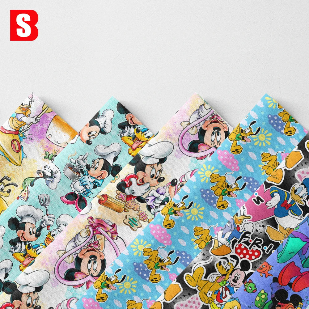 Custom Digital Print Cartoon Character Mickey & Minnie Mouse on 40s 135gsm Organic Cotton Fabric Fashionable Kids Shirt Clothing